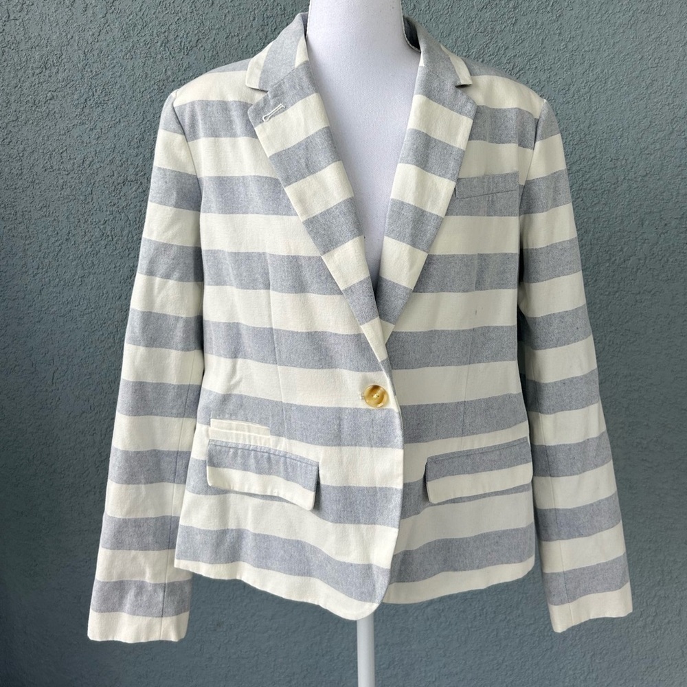 Merona 100% Cotton Striped Business Work Office One Button Blazer NWOT Size 14
